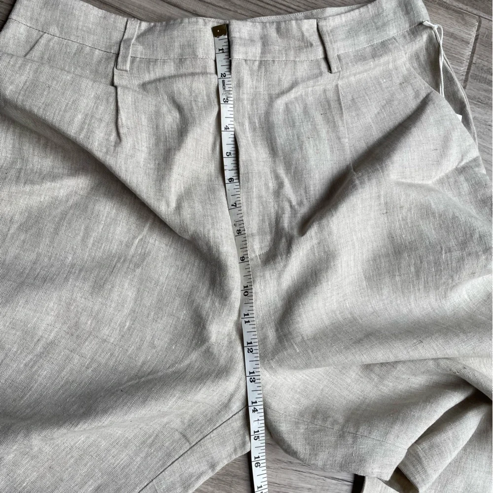 Reformation Cello Pants In Oatmeal 100 Linen Wide Leg High Waisted Unlined SZ 10